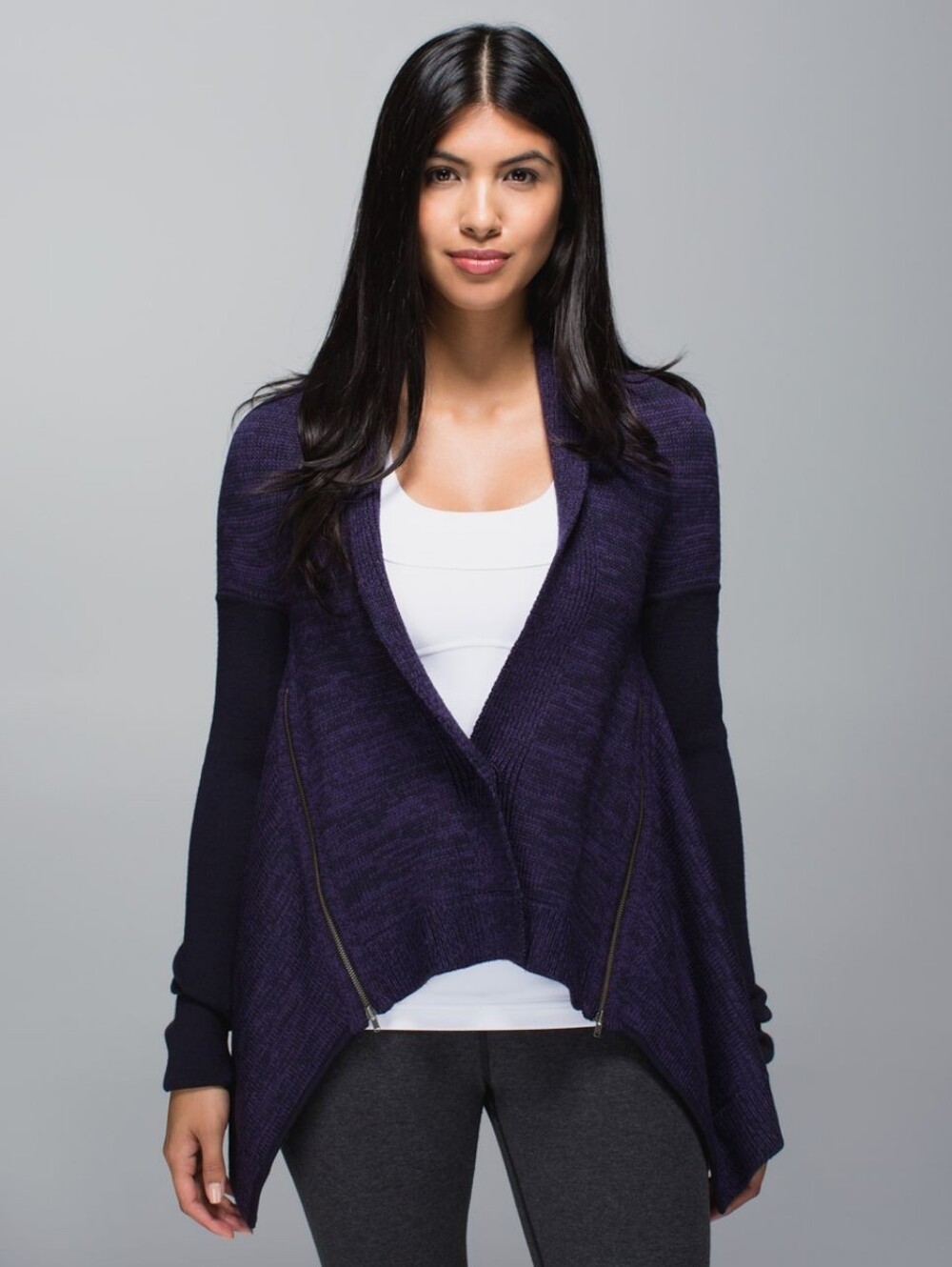 Lululemon Wrap It Up Cardigan Black Grape Sweater Side Zips Gorpcore